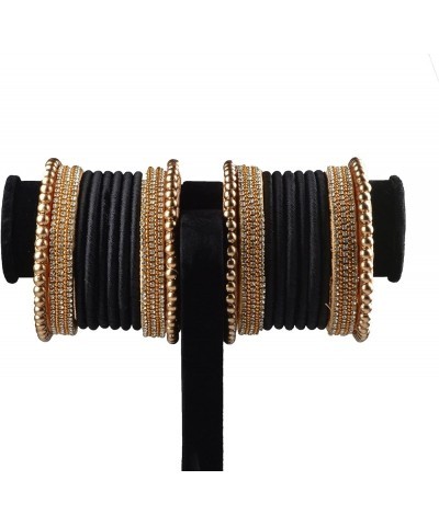 Designer Rhinestone Beaded Silk Thread Bangles Set, Handmade Silk Dori Bangle Set for Women & Girls Black 2.10 $10.56 Bracelets