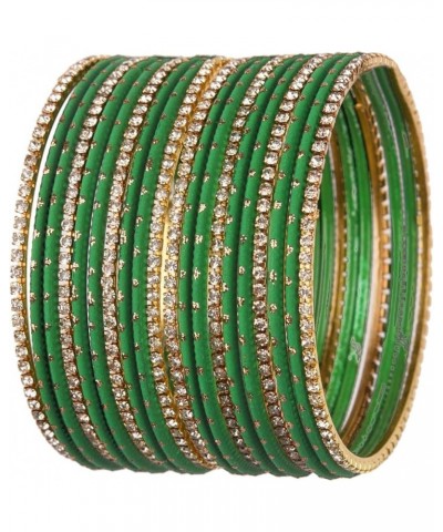 Indian Bangle Set Rhinestone CZ Plain Metal Bracelet Bangle Jewelry for Women Green 2-6 $9.82 Bracelets