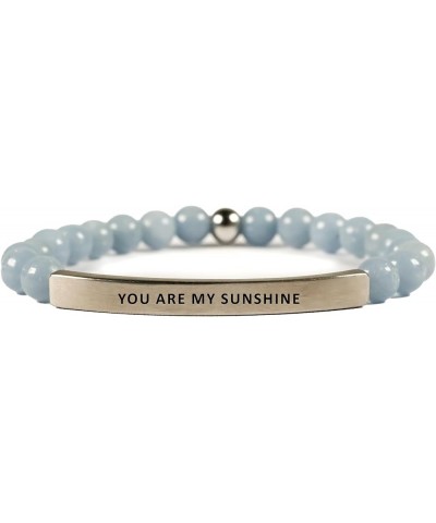 Love Collection Unisex Stretchable Bracelets (YOU ARE MY SUNSHINE) Blue Angelite $12.88 Bracelets