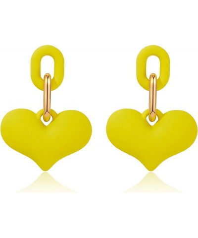 Heart Earrings Colorful Acrylic Earrings Dangle Drop for Women 80s Accessories One Size Bright Yellow $6.11 Earrings