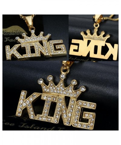 Hip Hop Tiger King Pendant Stainless Steel Layered Necklace for Men and Women, 2pcs 24'' 20'' 7mm 3mm Chain Punk Rock Couples...