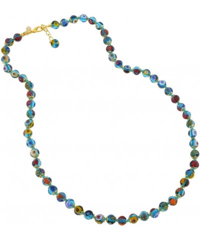 GlassOfVenice Murano Glass Mosaic Long Necklace - Transparent Blue $36.37 Necklaces