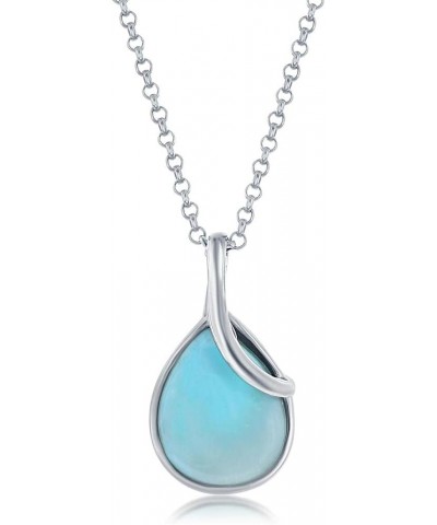 Sterling Silver Larimar Blue Necklace for Women - Natural Larimar Jewelry - Beautiful Blue Larimar Stones - Larimar Necklace ...