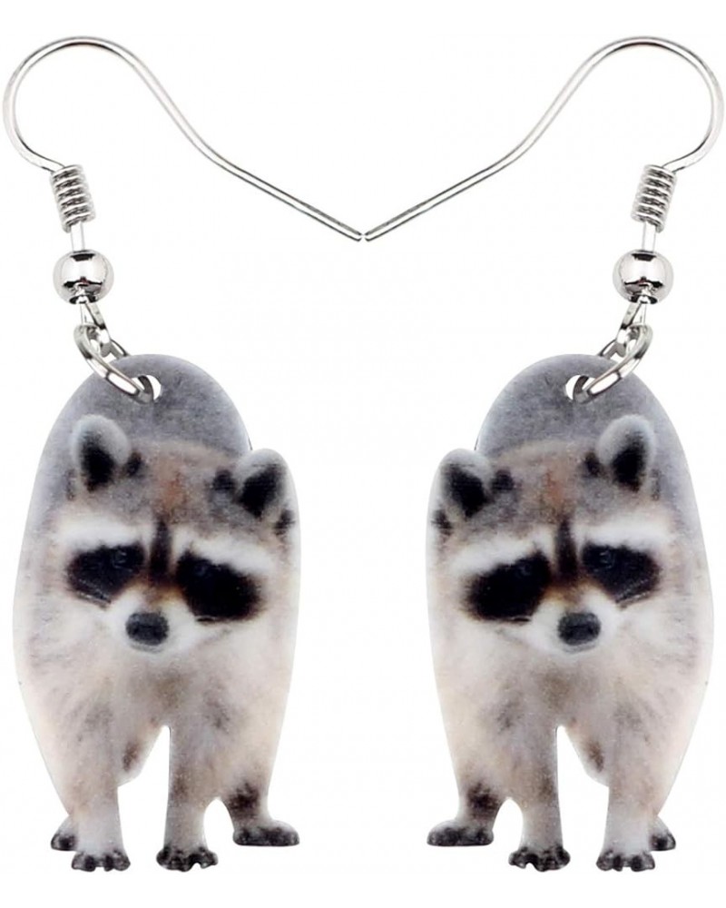 Acrylic Northern Raccoon Earrings Dangle Drop Lovely Jewelry For Women Girls Ladies Gifts Grey $6.11 Earrings