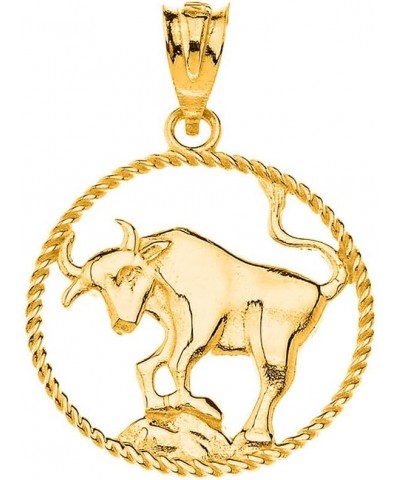 Certified 10k Yellow Gold Round Zodiac Sign Horoscope Constellation Rope-Style Charm Pendant TAURUS Yellow Gold $65.99 Pendants