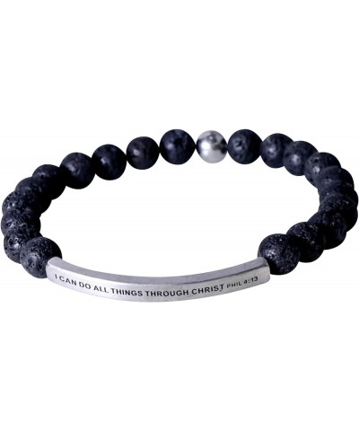 Faith Collection Unisex Stretchable Bracelets (I CAN DO ALL THINGS THROUGH CHRIST PHIL 4:13) Lava Stone $17.18 Others