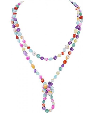 Fashion Natural Round Beads 60'' Long Strand Art Deco Necklace for Women Men XL-1170-Mixcolored Shell $11.54 Necklaces