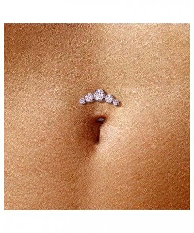 14GA F136 Implant Grade Titanium Threadless Convex Base CZ Crystal Curve Top Floating Belly Button Ring Aqua $11.09 Body Jewelry