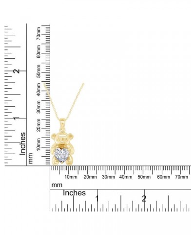 925 Sterling Silver Teddy Bear Pendant Necklace with Simulated Gemstone Love Heart Bear yellow-gold-plated-silver Cubic Zirco...