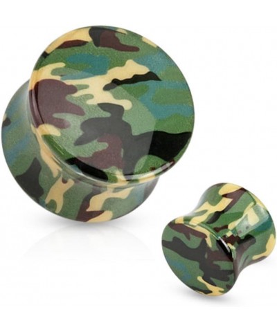 Green Camouflage Printed UV Acrylic Saddle Fit Plug Plug 2 gauge $8.54 Body Jewelry