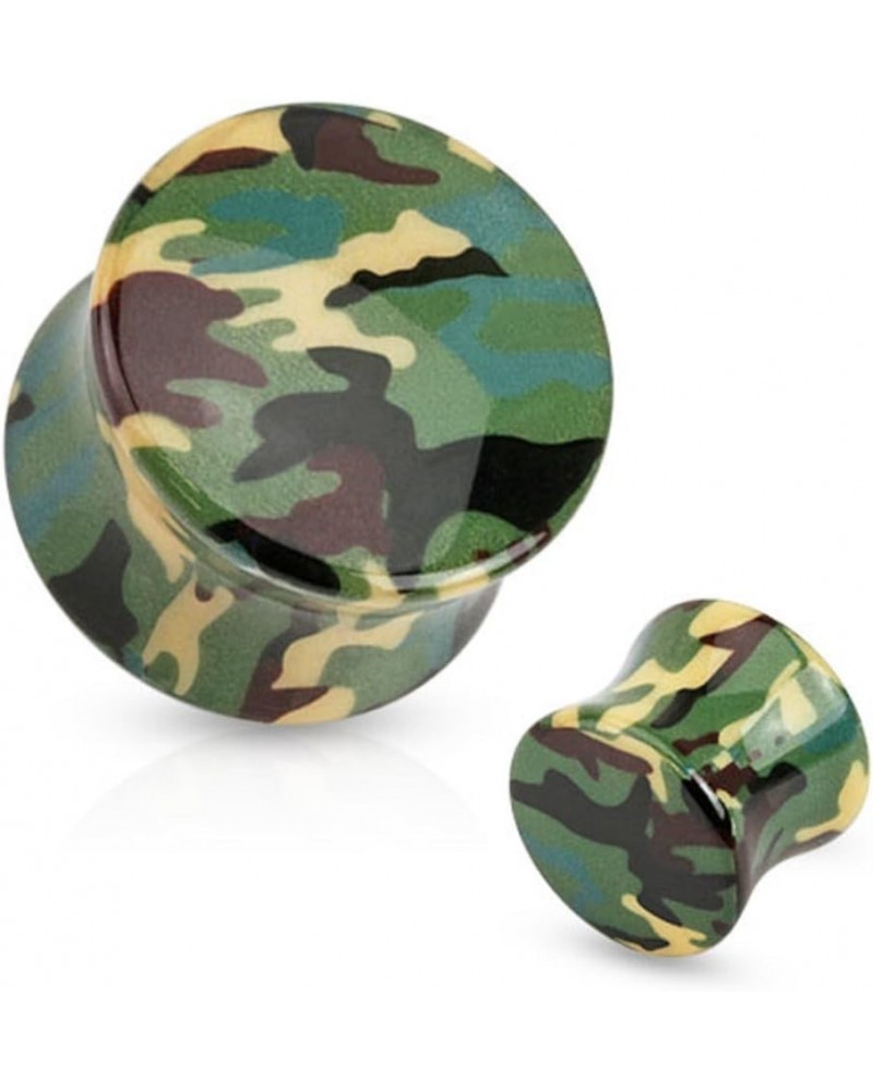 Green Camouflage Printed UV Acrylic Saddle Fit Plug Plug 2 gauge $8.54 Body Jewelry