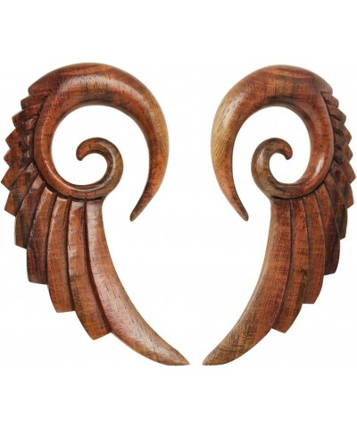 Hand Carved Organic Sono Wood Angel Wing Hanging Spiral Taper Plugs, Sold as a Pair 5mm (4GA) $11.14 Body Jewelry