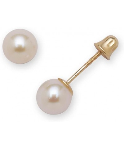 Solid 14k Yellow Gold Round Freshwater Cultured Pearl Screw-back Earrings - 3mm 4mm 5mm 6mm 7mm 8mm - Gold pearl earrings - P...