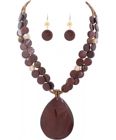 Big Teardrop Pendant Necklaces for Women Colorful Beaded Necklaces Statement Set for Holiday. Brown $6.88 Necklaces