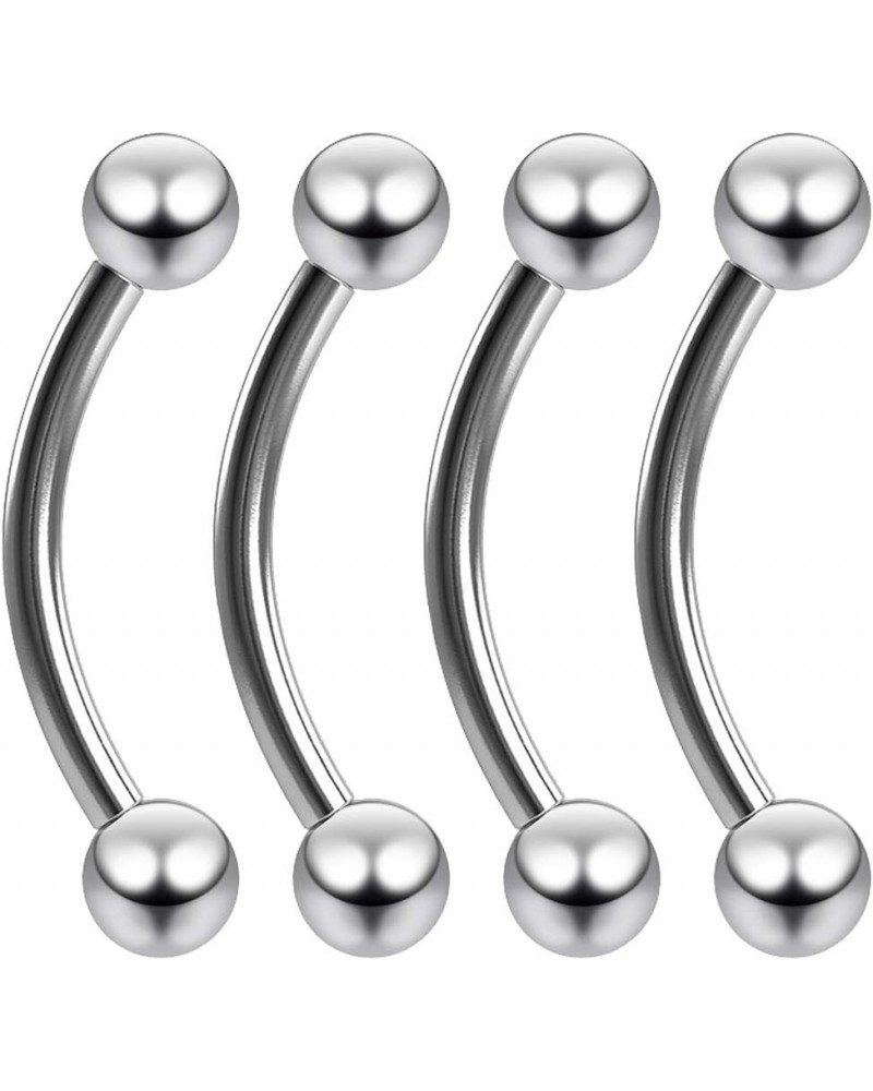 4pc Curved Barbell Vertical Labret Surgical Steel Cartilage Earrings Piercing Jewelry (choose Color, Gauge, Length) 16g - Ste...