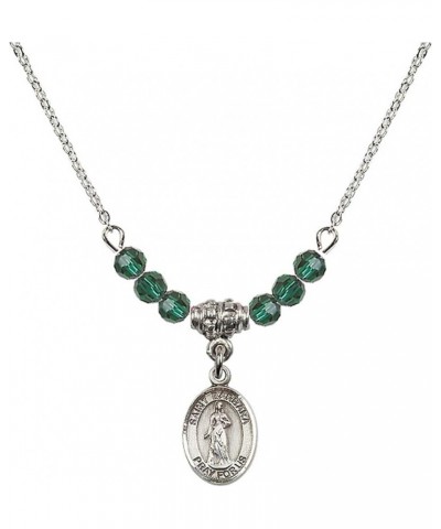 May Birth Month Bead Necklace with Catholic Patron Saint Petite Charm, 18 Inch Saint Barbara $32.51 Necklaces