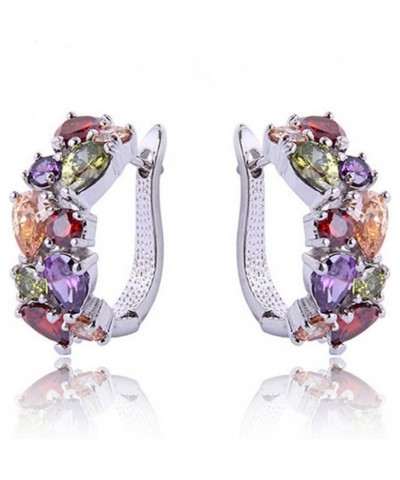 Women Earrings Fashion Colorful Rhinestone Hoop Earrings Antiallergic compatible with Everyday Wear 1 Pair 6 $4.03 Earrings