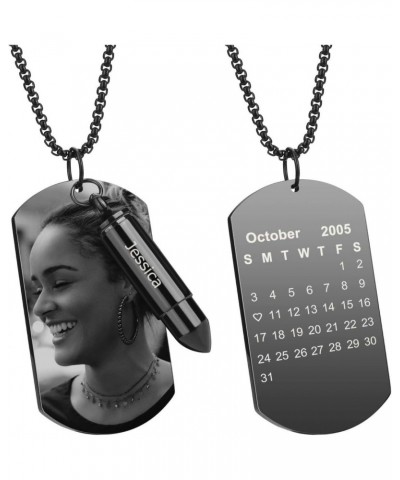 Engraving Photo Calendar Dog Tag Bullet Necklace Urns Ash Keepsake Jewelry Customized Picture Message Military Army Pendant U...