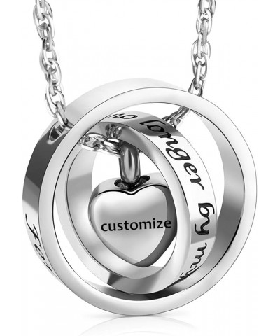 Urn Necklace for Ashes No Longer by My Side, Forever in My Heart Carved Locket Cremated Ashes Necklace Silver-Customize $11.7...