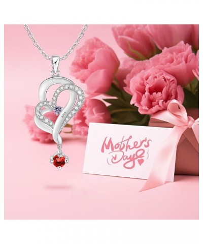 Personalized Mothers Necklaces with 1-8 Names Simulated Birthstones Necklace for Mother Personalized Love Heart Necklace Cust...