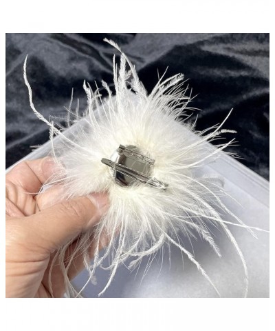 Colorful Ostrich Feather Brooch Jewelry Scarf Clip Decorative Fascinator Feather Tea Party Hat Hair Clip Pin for Men Women Br...