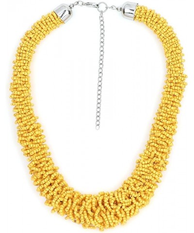 Long Handmade Boho Necklaces for Women - Statement Necklace - Seed Bead Necklaces for Girls and Women Bright Yellow $7.45 Nec...