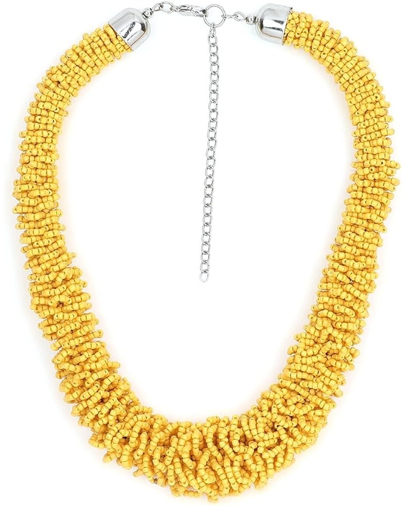 Long Handmade Boho Necklaces for Women - Statement Necklace - Seed Bead Necklaces for Girls and Women Bright Yellow $7.45 Nec...