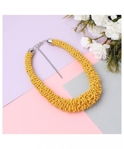 Long Handmade Boho Necklaces for Women - Statement Necklace - Seed Bead Necklaces for Girls and Women Bright Yellow $7.45 Nec...