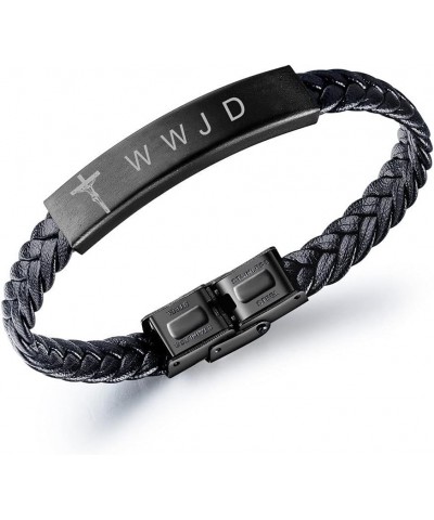 WWJD Bracelet for Men Women,Stainless Steel Black Braided Cord What Would Jesus Do Wristband Jesus Cross HWLF WWJD Bracelets ...