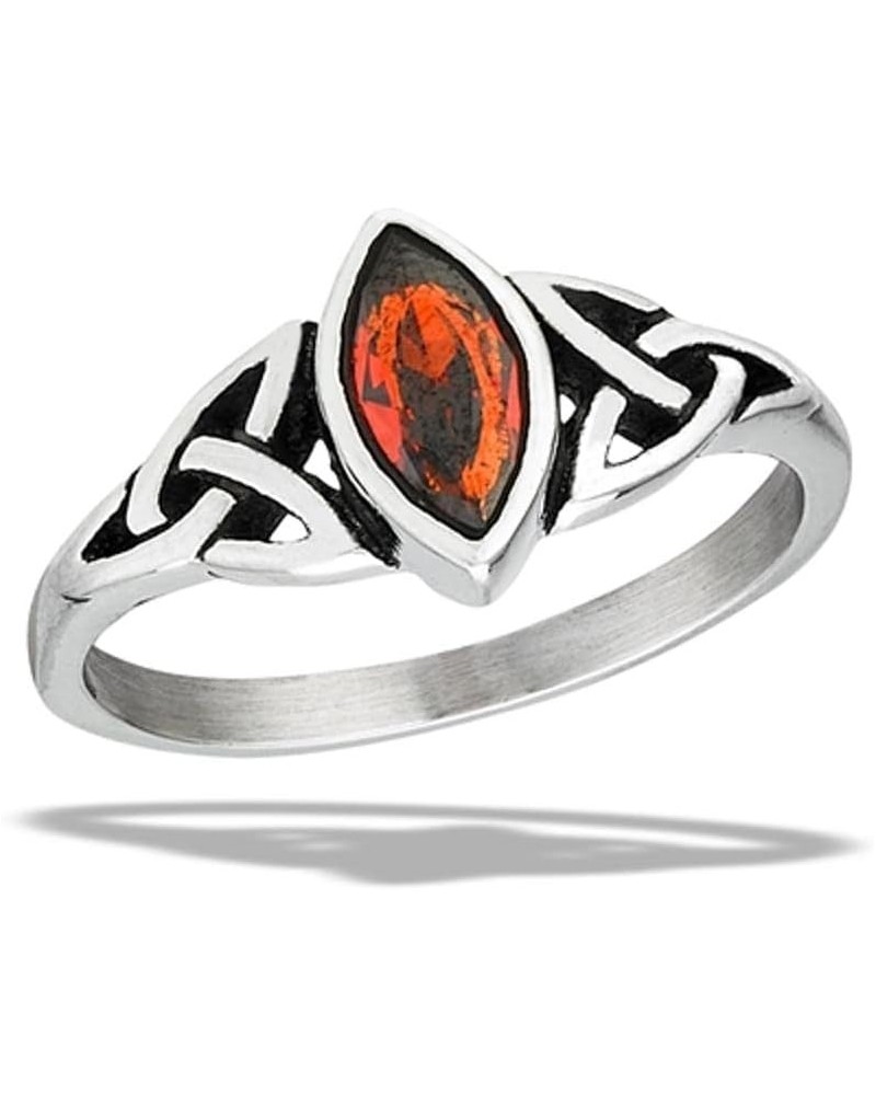 Simulated Garnet Promise Knot Ring Cute Fashion Stainless Steel Celtic Band Sizes 6-10 $9.68 Rings