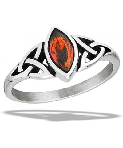 Simulated Garnet Promise Knot Ring Cute Fashion Stainless Steel Celtic Band Sizes 6-10 $9.68 Rings