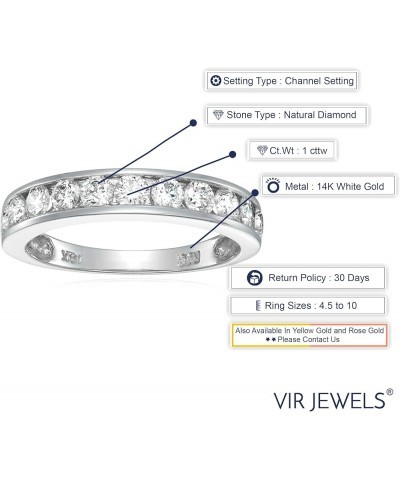 1 cttw to 2 cttw White Diamond Wedding Band for Women 14K Gold Channel Set, Size 4.5-10 10 1 CTTW White $579.99 Others