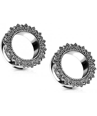 Stainless Steel Tribal Filigree Heart Screw Fit Tunnel Plug Gauges, Sold as a Pair 10mm (00GA) $12.81 Body Jewelry