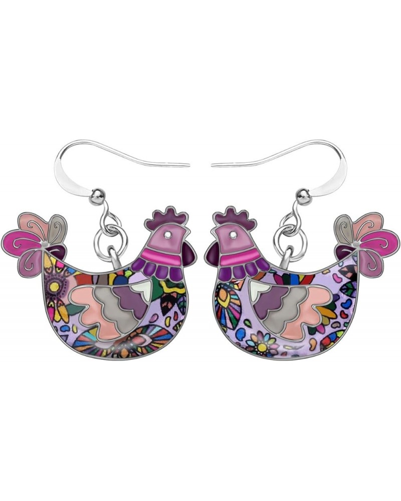 Cute Enamel Dangle Anime Chicken Hen Earrings for Women Teens Girls Jewelry Novelty Funny Charms Pink $9.00 Earrings