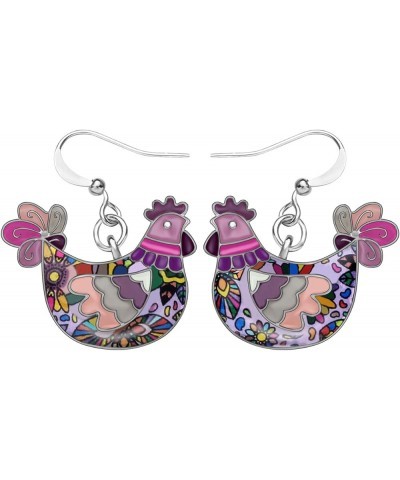 Cute Enamel Dangle Anime Chicken Hen Earrings for Women Teens Girls Jewelry Novelty Funny Charms Pink $9.00 Earrings