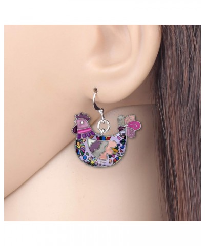 Cute Enamel Dangle Anime Chicken Hen Earrings for Women Teens Girls Jewelry Novelty Funny Charms Pink $9.00 Earrings