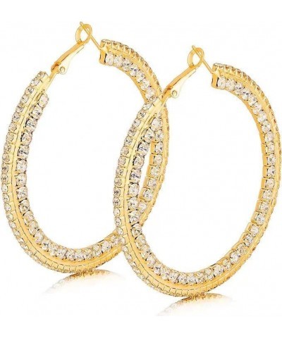 Gold Hoop Earrings For Women Larg Rhinestone Gold Hoop Earrings Crystal Stainless Steel Hoop Earring For Gril Hypollergenic J...