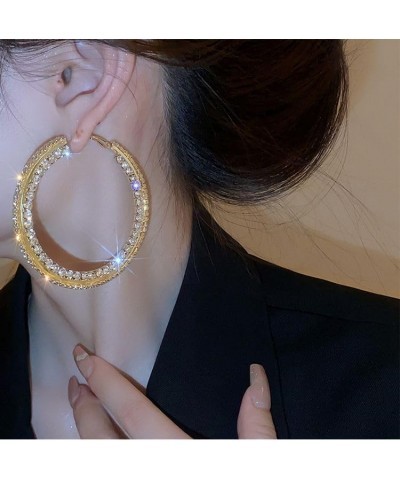 Gold Hoop Earrings For Women Larg Rhinestone Gold Hoop Earrings Crystal Stainless Steel Hoop Earring For Gril Hypollergenic J...