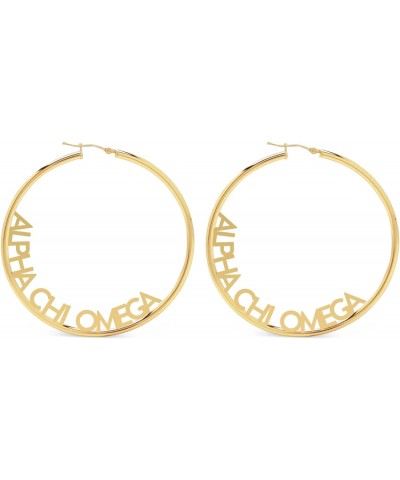 Alpha Chi Omega- Hoop 18K Gold Plated Dainty Earrings for Women - Alpha Chi Omega Jewelry with Ideal 2" Diameter Hoops - Alph...