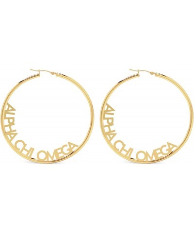 Alpha Chi Omega- Hoop 18K Gold Plated Dainty Earrings for Women - Alpha Chi Omega Jewelry with Ideal 2" Diameter Hoops - Alph...