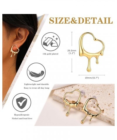 Women's Gold Studs Earrings - 14K Gold Plated Personality Big Studs Earring,Stainless Steel Hypoallergenic Ear Rings Trendy J...