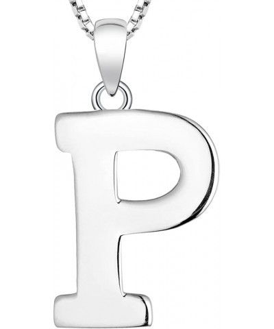 Initial A-Z Letter Necklace Sterling Silver Polished Capital Letter Pendant Jewelry for Women Letter-P $24.75 Necklaces