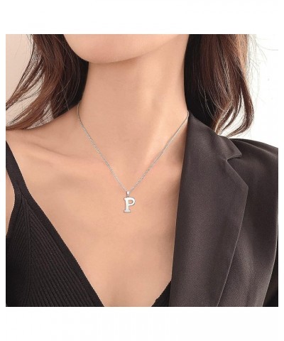 Initial A-Z Letter Necklace Sterling Silver Polished Capital Letter Pendant Jewelry for Women Letter-P $24.75 Necklaces