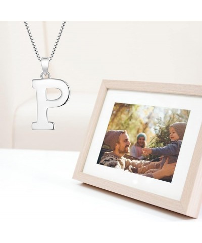 Initial A-Z Letter Necklace Sterling Silver Polished Capital Letter Pendant Jewelry for Women Letter-P $24.75 Necklaces