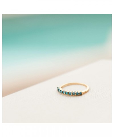 Dainty Opal Half Eternity Band Ring | 18K Gold Plated Sterling Silver Stacking Bands | Rainbow Ring Stack Minimalist Birthsto...