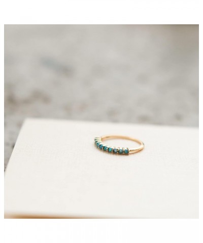 Dainty Opal Half Eternity Band Ring | 18K Gold Plated Sterling Silver Stacking Bands | Rainbow Ring Stack Minimalist Birthsto...