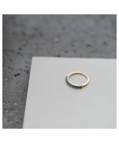 Dainty Opal Half Eternity Band Ring | 18K Gold Plated Sterling Silver Stacking Bands | Rainbow Ring Stack Minimalist Birthsto...