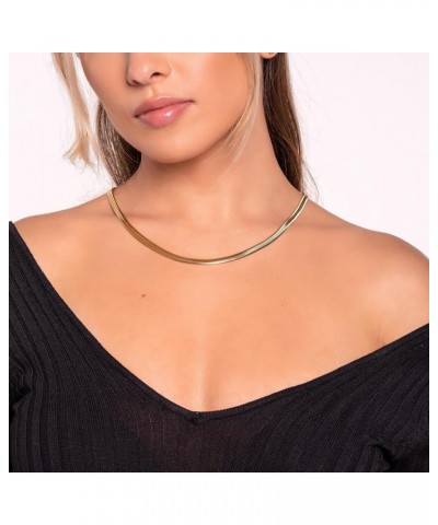 18K Gold Plated Flat Herringbone Snake Chain Necklace | Gold Snake Necklace for Women | Sizes 16-24 Inches| Made In Brazil 18...