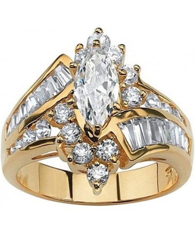 Women Engagement Anniversary Ring Cubic Zirconia Simulated Diamond Wedding Hand Chunky Rings (Gold, 6) 7 Gold $5.55 Rings