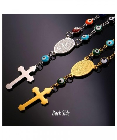 Catholic Gift Stainless Steel 18K Gold Plated Coin Medal/Crucifix Cross/Virgin Mary/Rosary Necklaces for Women Men D.Sideways...